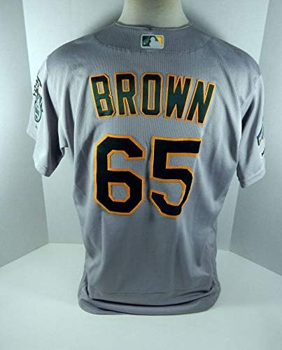 2019 Atletika Oakland A Atletics Seth Brown # 65 Igra Polovna siva dres 150 PS MLB Debut - Igra Polovni MLB dresovi