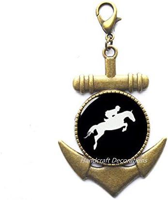 HandcraftSecorations Konjska jastog kopča sidrilica sa sidrom, konjski nakit, konjski poklon za žene, s konjskim utrkama, poklon za konjsko ljubimce sidro zipper pull.f217