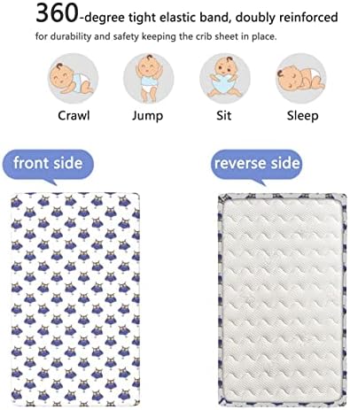 Owl Tematsed mini listovi krevetića, prenosivi mini krevetići listovi mekani mali madrac ploča za dječake za