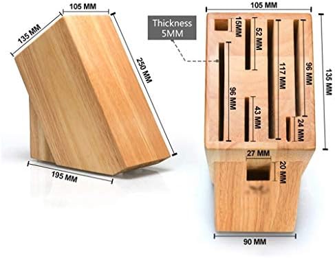 CUJUX blok noža od bambusovog drveta bez noževa, držač noža za mesarske blokove i organizator sa širokim utorima za jednostavno skladištenje kuhinjskih noža