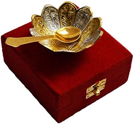 Soul HandicRafts Gold & Srebrna pozlaćena zdjela u obliku aluminija 4 Prečnik sa kašikom