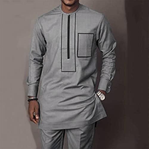 2 komada za afričke muške majice i hlače Outfit Dashiki Odjeća TrackSit atchove okupljanje kaputa s dugim rukavima