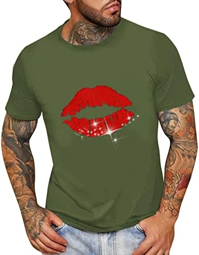 HDDK MENS Ljeto kratkih rukava u obliku majica ustima Ispis CrewNeck Osnovna majica Casual Labavi modni trening TEE
