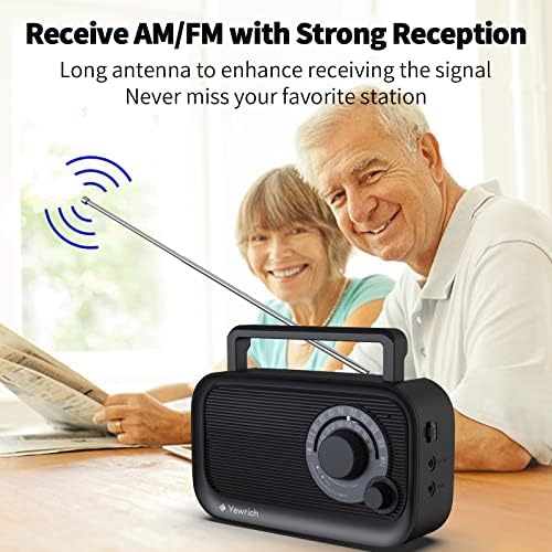 AM FM Radio sa najboljim prijemom, prenosivi Radio Bluetooth zvučnika, DSP utikač na zidni Radio na baterije ili naizmenično napajanje sa priključkom za slušalice, veliko dugme za podešavanje za kućnu kuhinju na otvorenom, crno