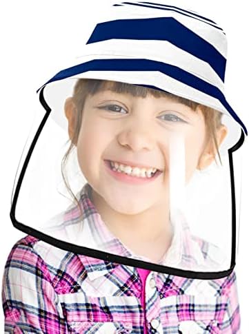 Zaštitni šešir za odrasle sa štitnikom za lice, ribarsko šešir protiv sunčeve kape, mornarsko plave bijele pruge Vintage