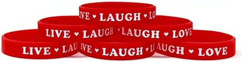 TheAwristocrat 6 Pack Live Laugh Love with Hearts Inspirational Silicone Wristband gumena narukvica