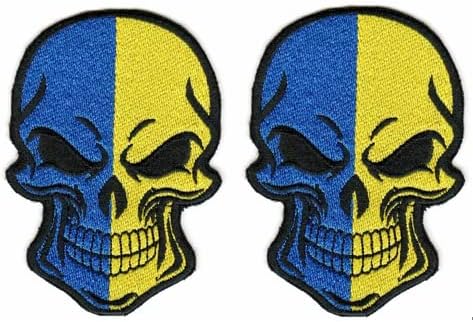 2pcs Ukrajina zastava lubanje vezene zakrpe za vez za vez za patch batge kukice i petlje vezeno zakrpa