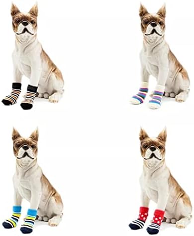 Stjecanje kućnih ljubimac božićni dodaci PET antiskidne čarape žute plave / smeđe crne / ružičaste plave pruge mačke šape zaštitni poklopac