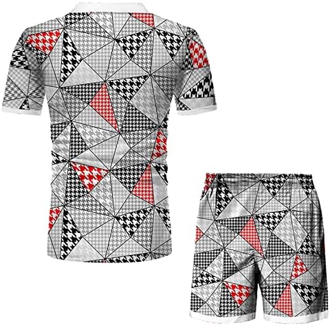 Muški proljetni ljetni gornji kratki odijelo Zip Revel kratki rukav Houndstooth Print Modni casual Sportsko