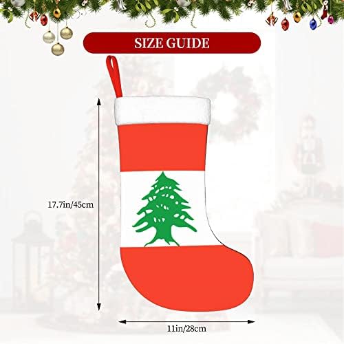 QG ZZX Božićne čarape sa bijelim super mekom plišane manžetne libanonske zastave Xmas čarape Božićne ukrase