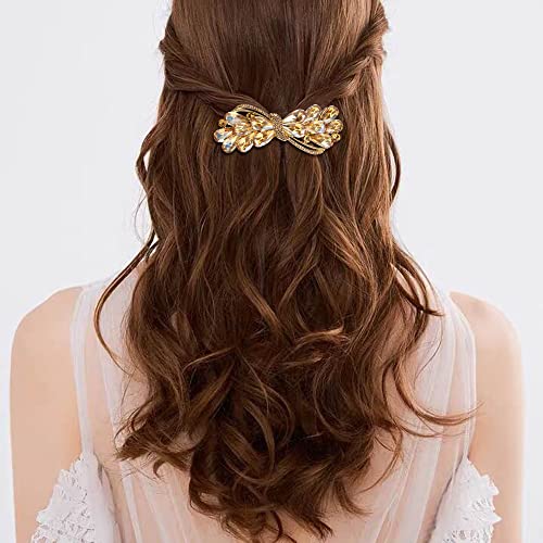 Ikad vjernost vjenčana austrijska kristalna kosa za kosu, rinestone vodeni sat za kosu za kosu za žene smeđi zlatni ton
