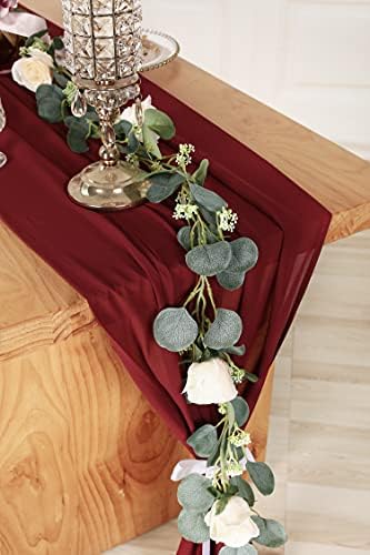 Sherway 27 x 120 inčni burgundy chiffon prekrivač za trkače za stol, poluista trkač stola za zabavu