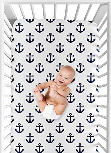 Sweety Jojo dizajn mornarska plava bijela sidra Dječak djevojka opremljeni krevetić za djecu ili dječji