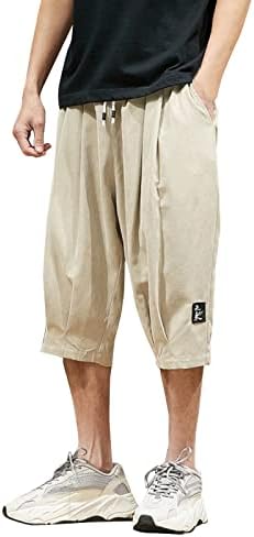 Ubst Muške kategorije hlače japanske stile labave ležerne hlače Ljeto s džepovima Elastična crtača opuštena fit 3/4 hlača