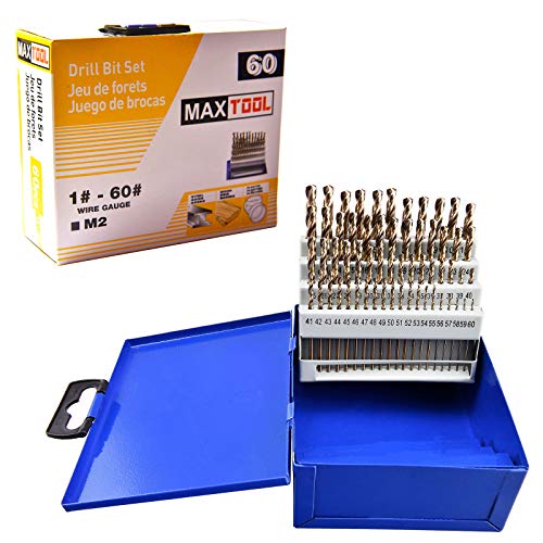 MaxTool 60 komada/60kom set burgije za uvijanje 60-dijelni set bušilica dužina Jobbera brzi čelik M2