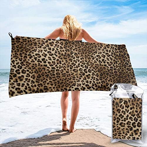MsGide Leopard Print Veliki ručnik za kupanje Mikrofiber Super Mekani lagani plažni ručnik visoko upijajući list za kupanje Brzi suhi ručnik za plivanje, sport, plaža, teretana, kupatilo