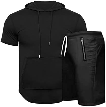 Rukav set sportski kratki muški ljetni s kapuljač s kapuljačom teksturi teksturirani muški odijelo i setovi tuxedo sa crnim crnim