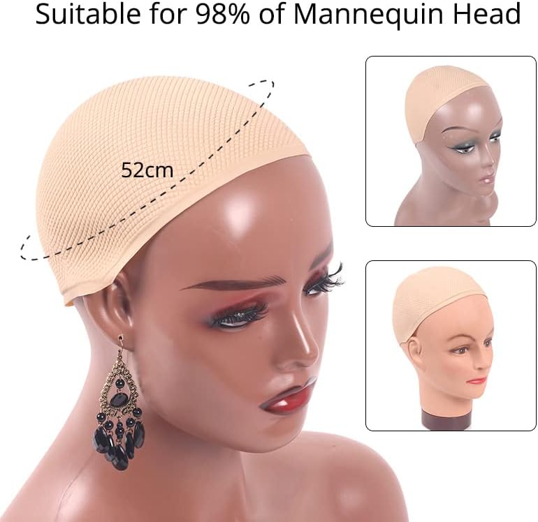 Ecojunmi neklizačka silikonska kapa za ekrane na mannequin head, univerzalni PVC kapice za kosu Wig dodaci bež mekane plastične kape za kosu