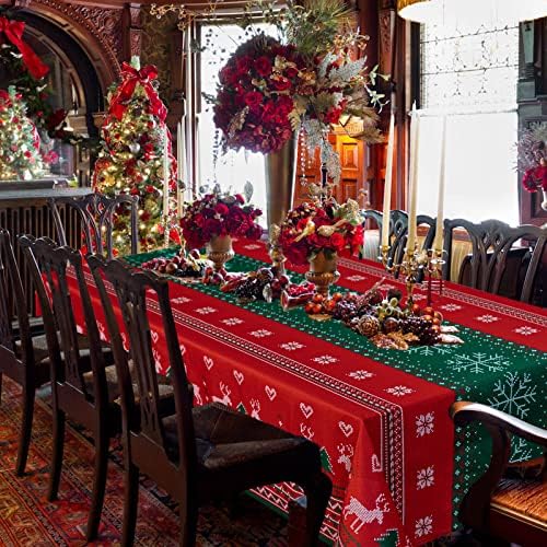 Mysky Home 2pack Božićne stolnjak Novogodišnja noćna tračna pahuljica Snowman Stolcloth Checkered Stolcloth 60x84 inča vodootporne pravokutničke stolne krpe za dekoraciju za odmor