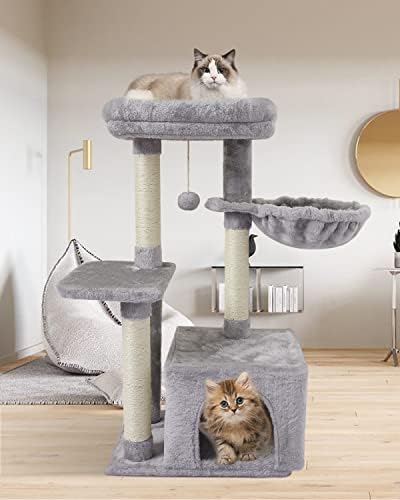 Riba i NAP Us16h Slatka mačka Cat TOWER za zatvoreni CAT CONDO Sisal Scraicking Poruke sa skok platformom Cat Namještaj Aktivnost Center Play Grey