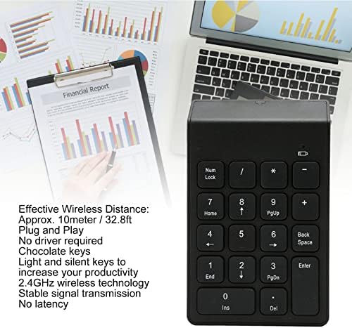 CHICIRIS Mini Numerička tastatura, čokoladni tasteri 2.4 G bežična Numerička tastatura za računovođu
