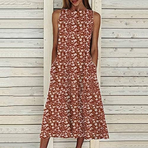 HTHJSCO boemska cvjetna haljina za žene ljetne duge haljine Tie Dye Print bez rukava Sundress Party plaža