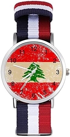 Libanonska Retro Zastava Meki tkani kaiš sat Legura sat sa najlonskim remenom rođendanski pokloni za muškarce žene